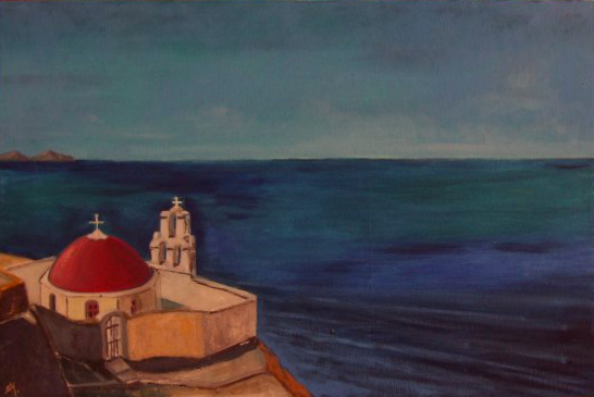9. SANTORINI IN ROSSA (olio su tela - dicembre 2008